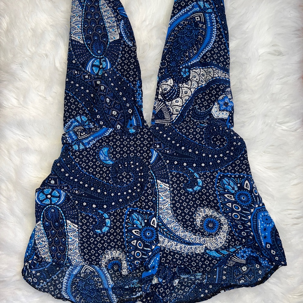 Retro Print Blue Romper